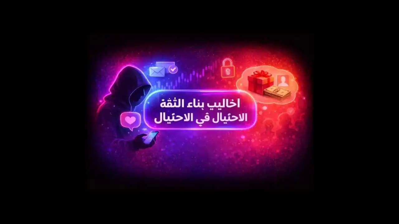 صورة رمزية تعكس أساليب بناء الثقة في الاحتيال من خلال محادثات رقمية وتلاعب عاطفي