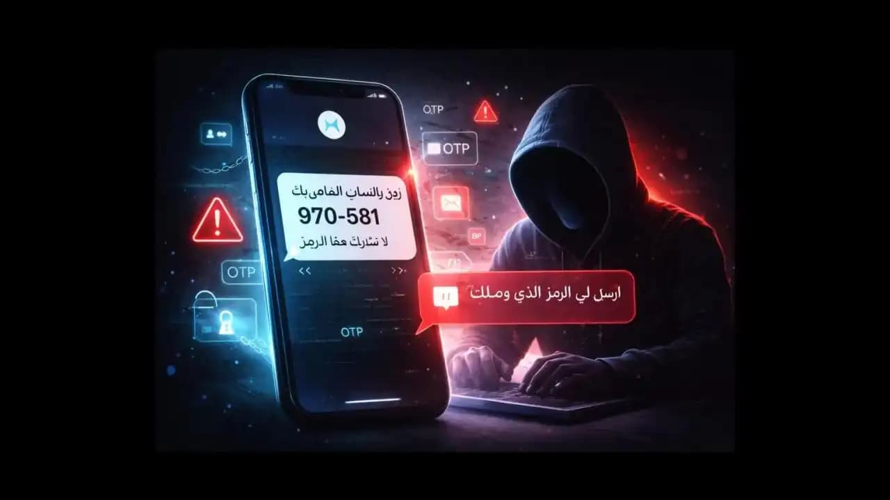 رسالة تحتوي على رمز تحقق على شاشة هاتف في سياق احتيال رموز التحقق