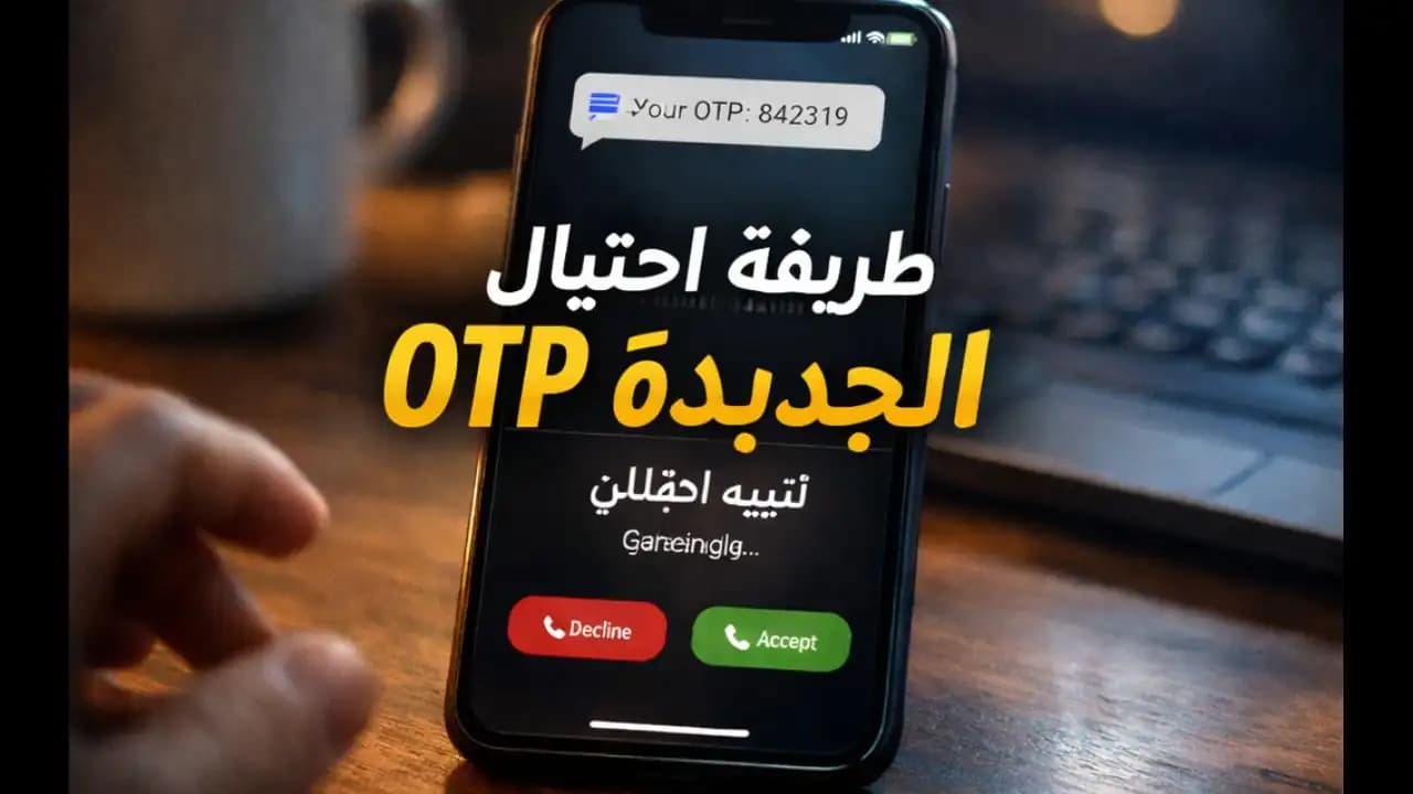 هاتف يعرض رسالة احتيال OTP مع مكالمة دعم مزيفة واردة
