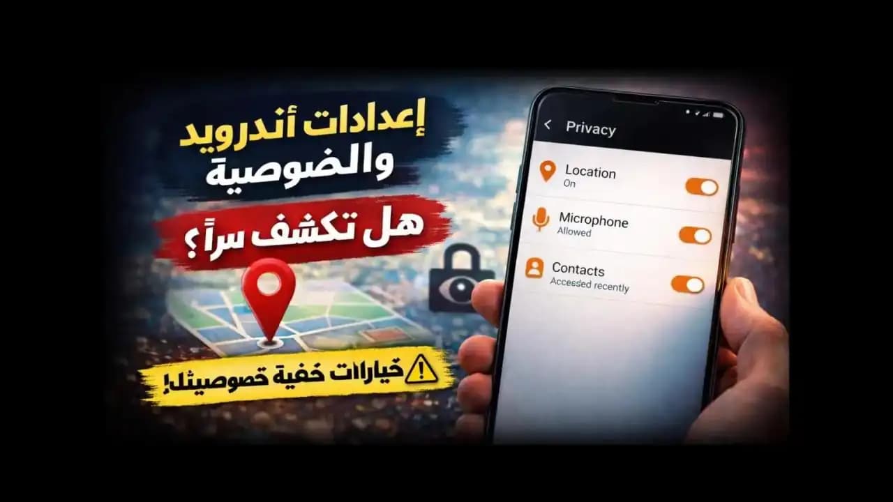شاشة إعدادات الخصوصية في هاتف أندرويد تعرض الأذونات والتحكم بالبيانات