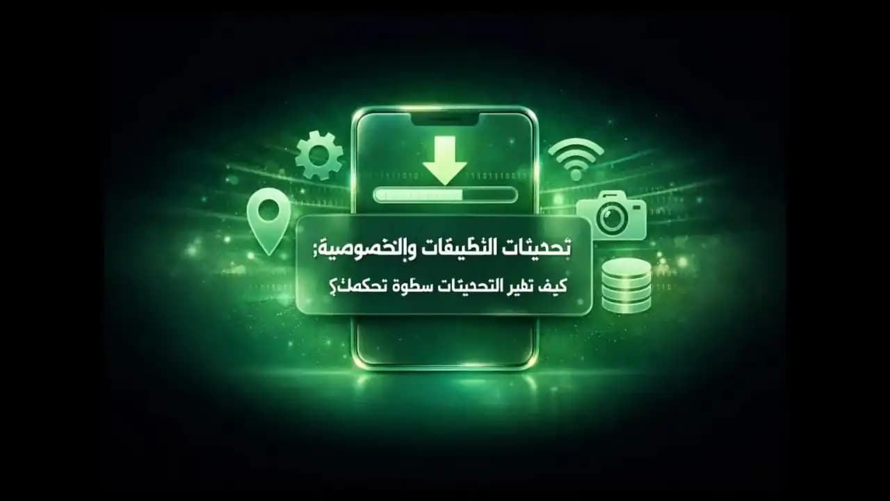 هاتف ذكي يعرض إشعارات تحديث التطبيقات مع رموز الخصوصية