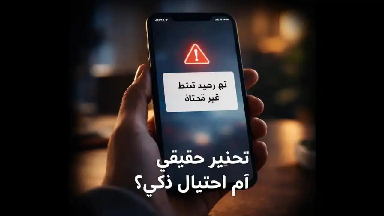 رسالة تم رصد نشاط غير معتاد من البنك على هاتف ذكي