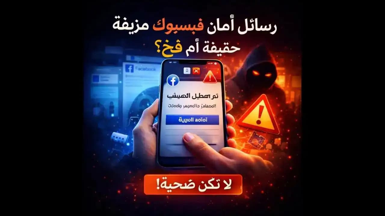 هاتف ذكي يعرض رسالة أمان فيسبوك تبدو مشبوهة