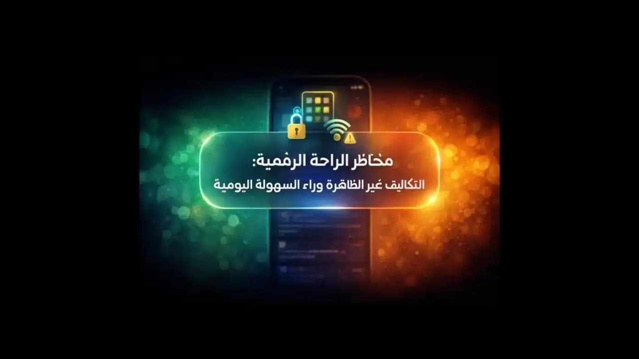 واجهة هاتف ذكي حديثة ترمز إلى مخاطر الراحة الرقمية والتوازن في الاستخدام