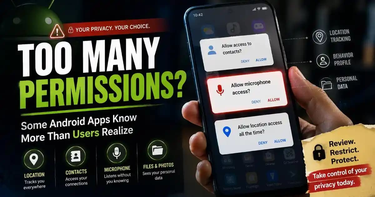 Android app permissions appearing on a smartphone screen