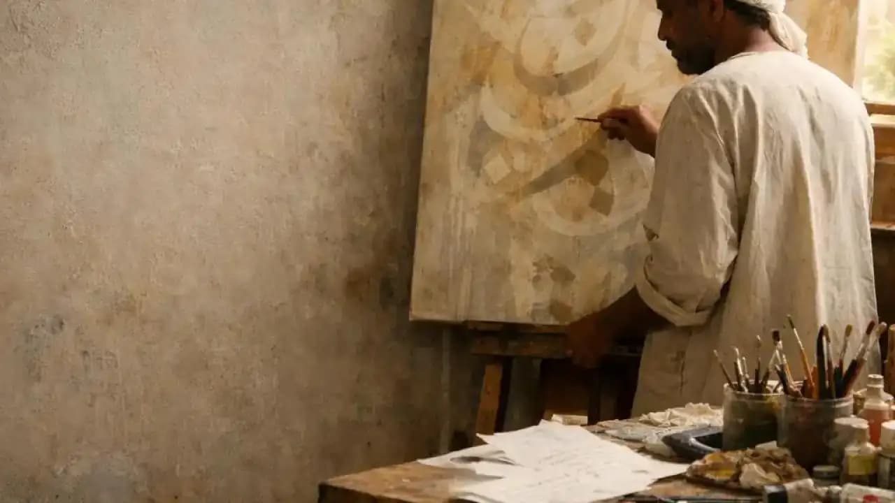 فنان سوداني يستلهم الأدب العربي والشعر