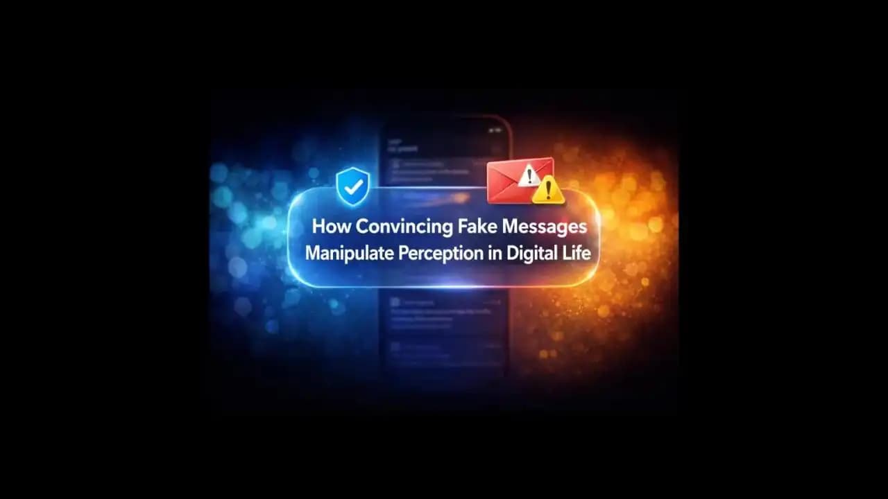 A symbolic digital notification designed to resemble convincing fake messages in a modern smartphone interface