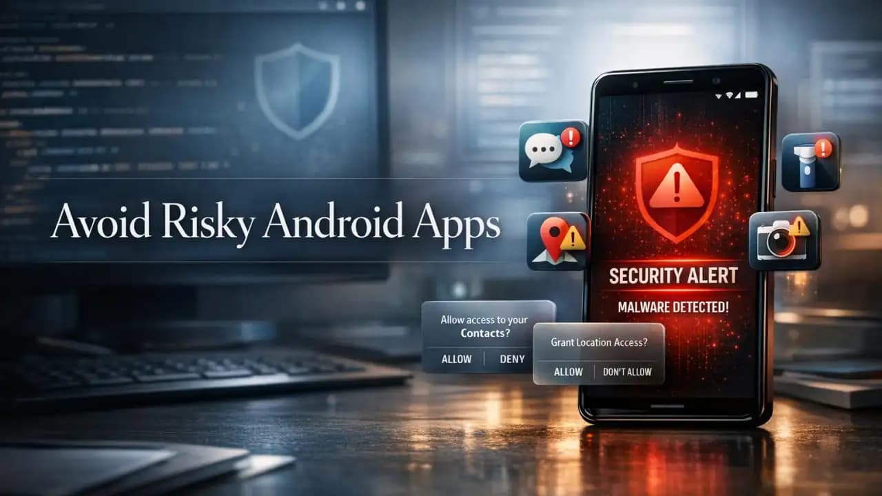 Android phone showing suspicious app warnings and security alerts