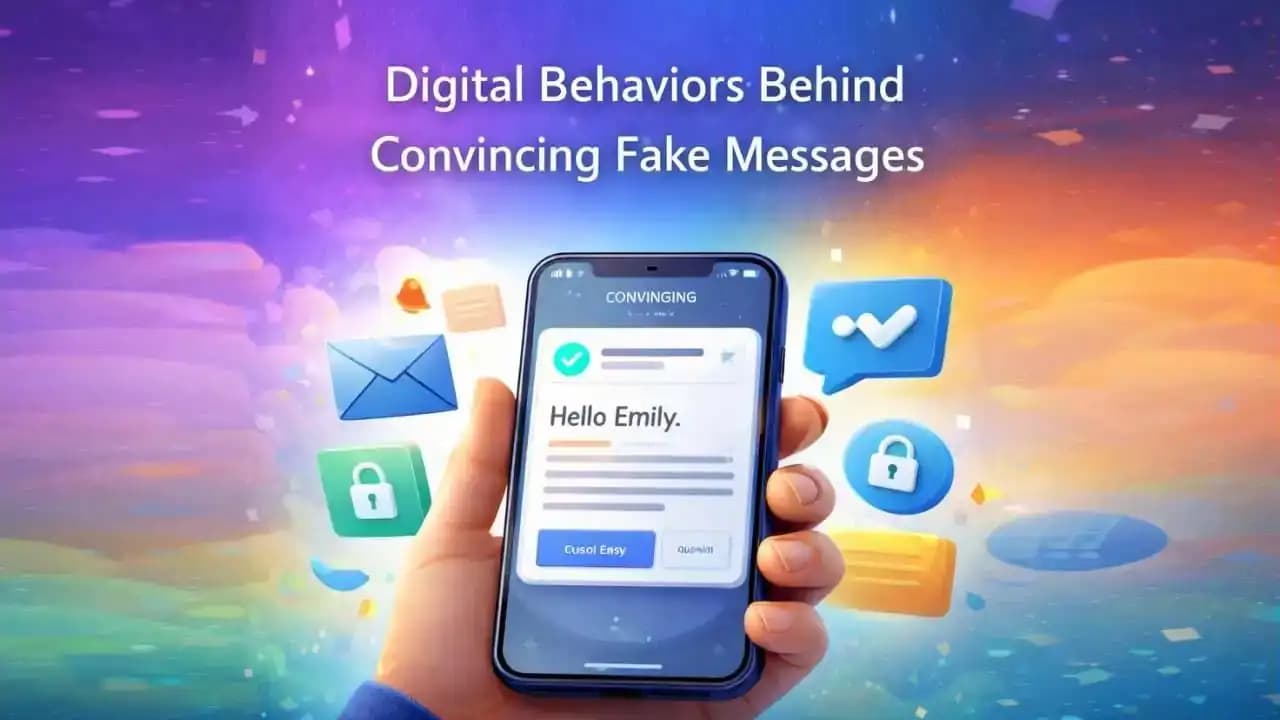 Illustration showing a smartphone displaying a realistic-looking message notification