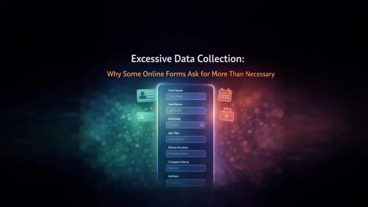 Minimalist digital illustration of a long online form with multiple highlighted data fields