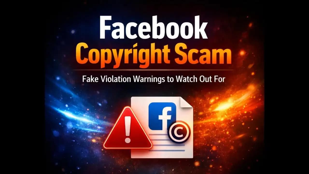 Fake Facebook copyright violation message targeting page owners