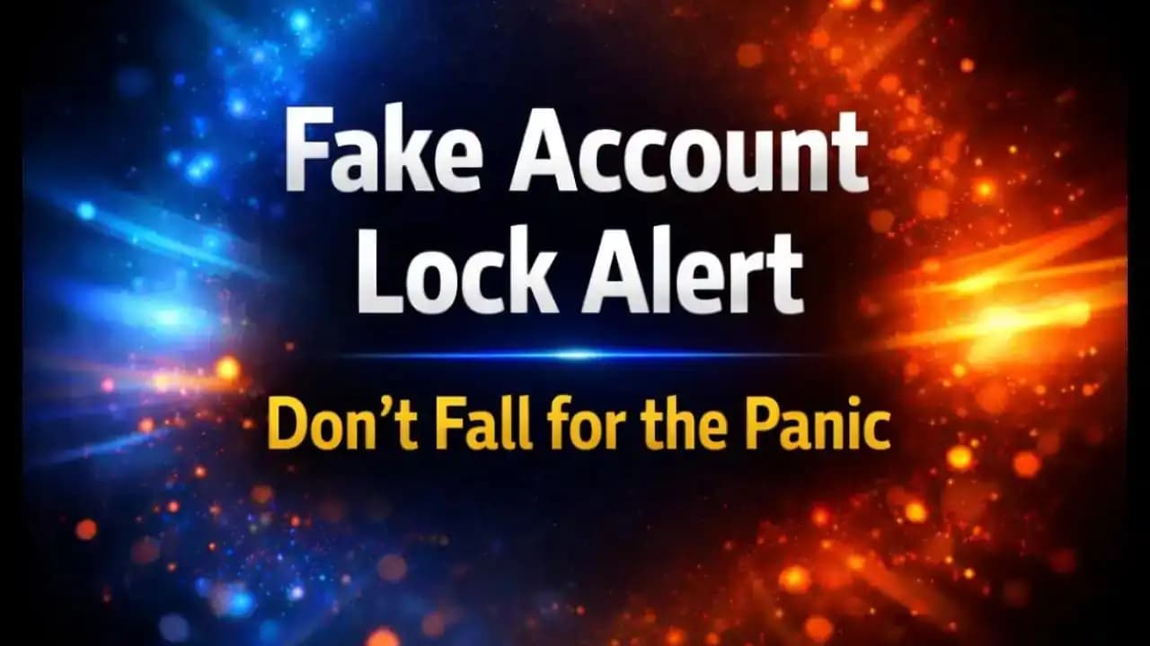 Smartphone displaying a fake account lock alert notification with urgent warning message
