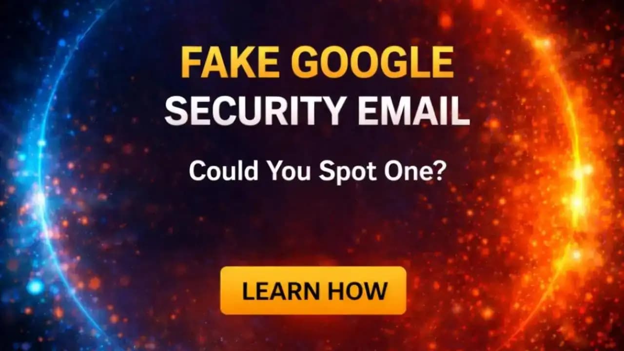 Smartphone displaying a fake Google security email warning about suspicious login
