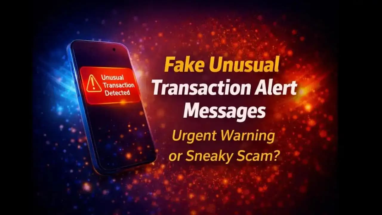 Illustration showing a phone notification about a fake unusual transaction alert