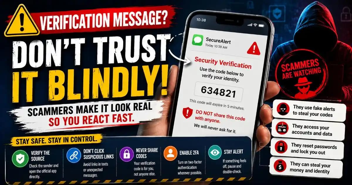 Fake verification message appearing on a smartphone authentication alert
