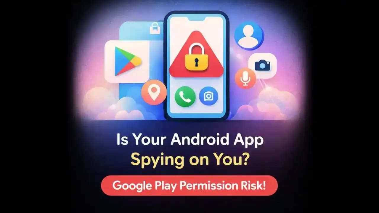 Illustration showing mobile app permissions and privacy concerns on Android