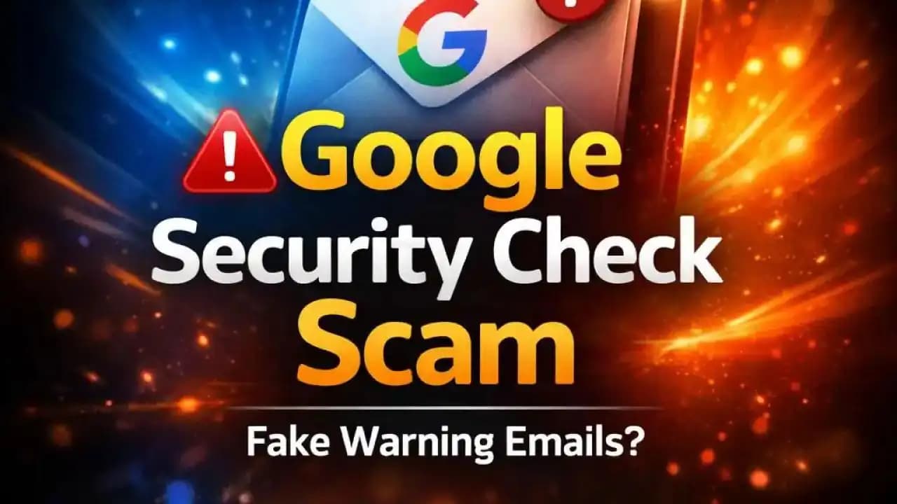 Example of Google security check scam email saying Security Check Required