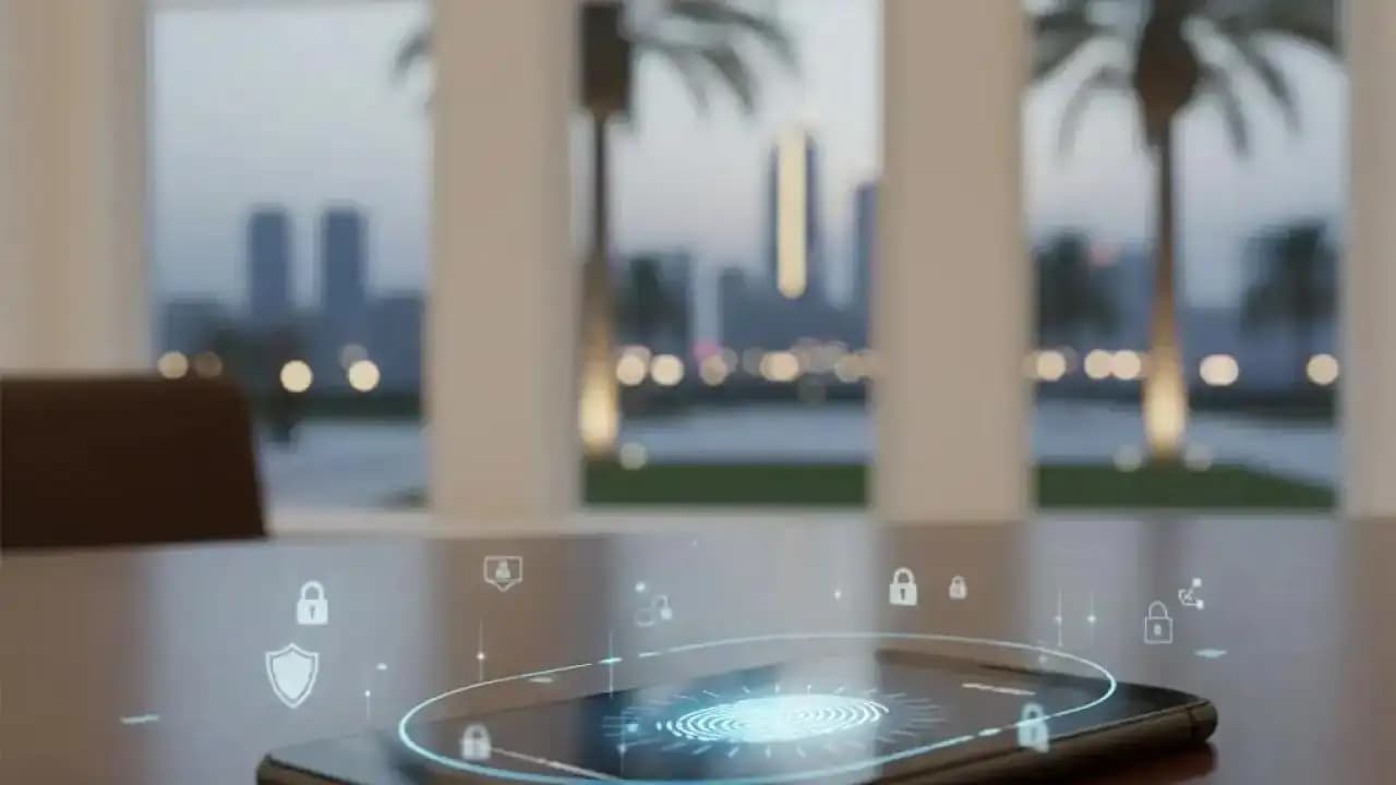 هاتف ذكي مع مؤشرات حماية الخصوصية