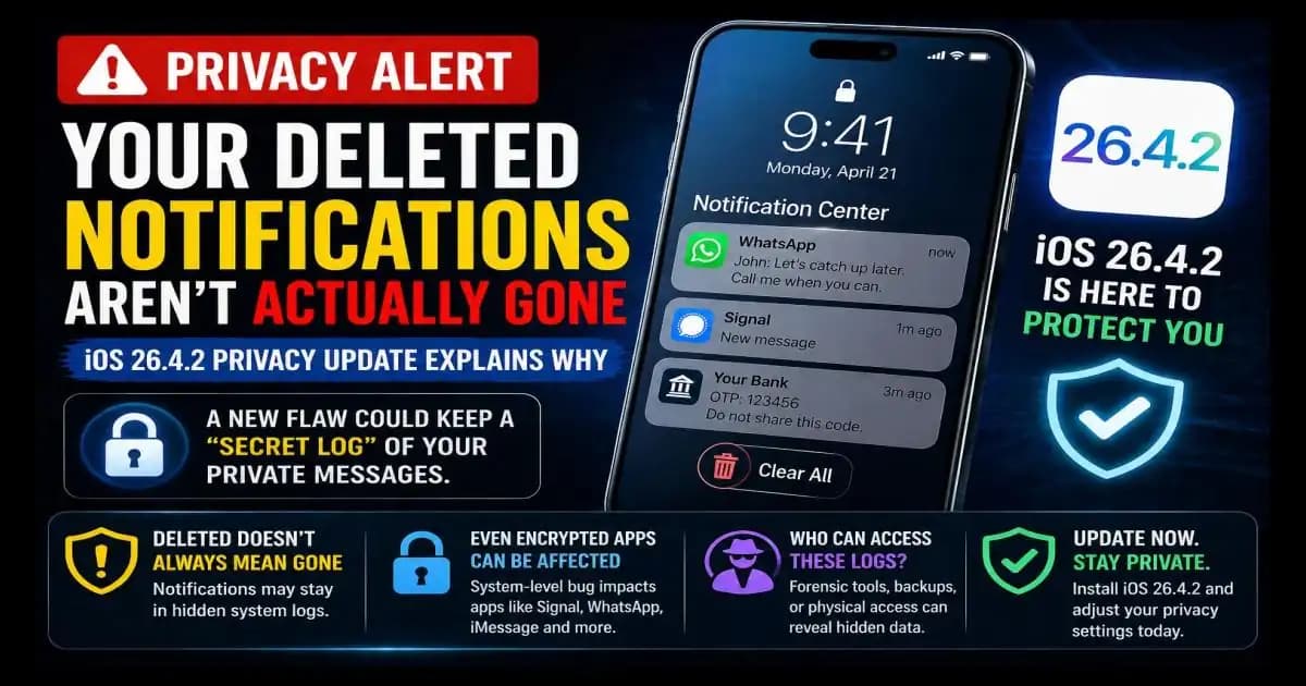 iPhone notification privacy alert showing hidden deleted messages