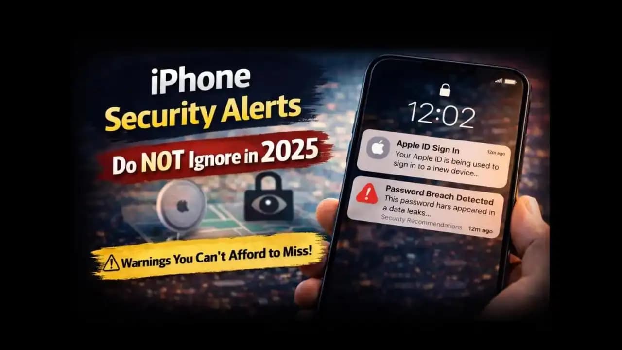 iPhone displaying a security alert notification about Apple ID or password breach
