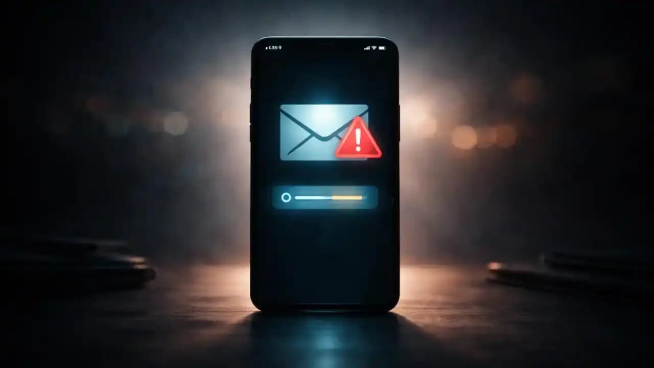 Suspicious message containing a phishing link on a smartphone screen