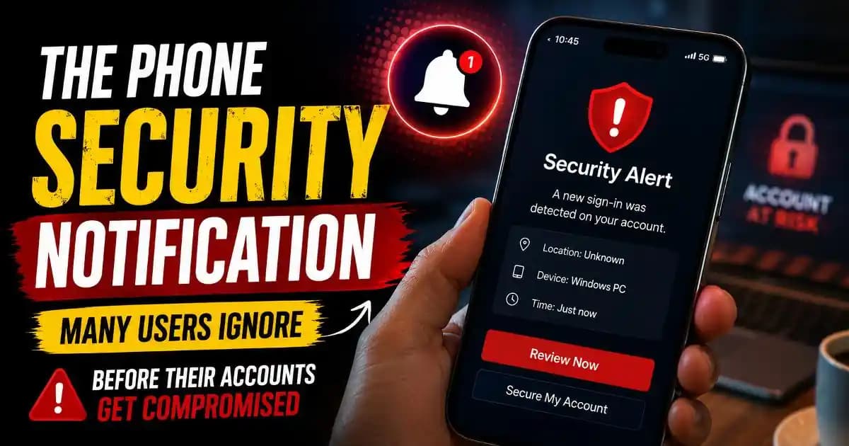 Phone security notification warning displayed on smartphone screen