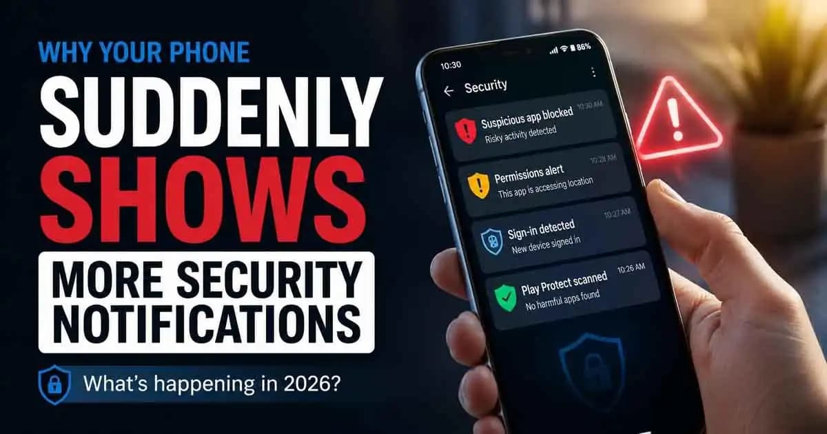 Android phone showing multiple security notifications and privacy alerts on screen