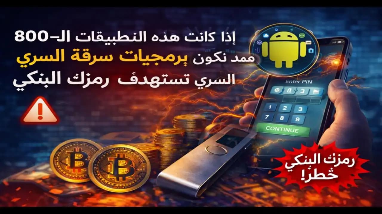 هاتف يعرض تطبيقاً بنكياً مع خطر برمجيات سرقة الرمز السري المختبئة داخل التطبيقات
