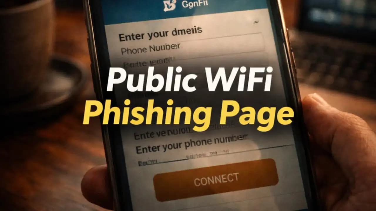 Public WiFi login page asking for email and phone number on smartphone