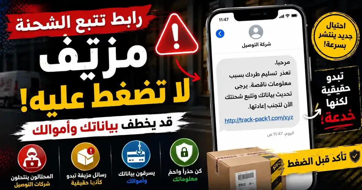 رابط تتبع شحنة مزيف يظهر في إشعار على هاتف ذكي