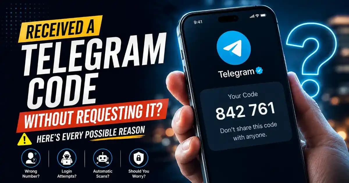 Received telegram code without requesting it on a smartphone showing an unexpected Telegram verification message