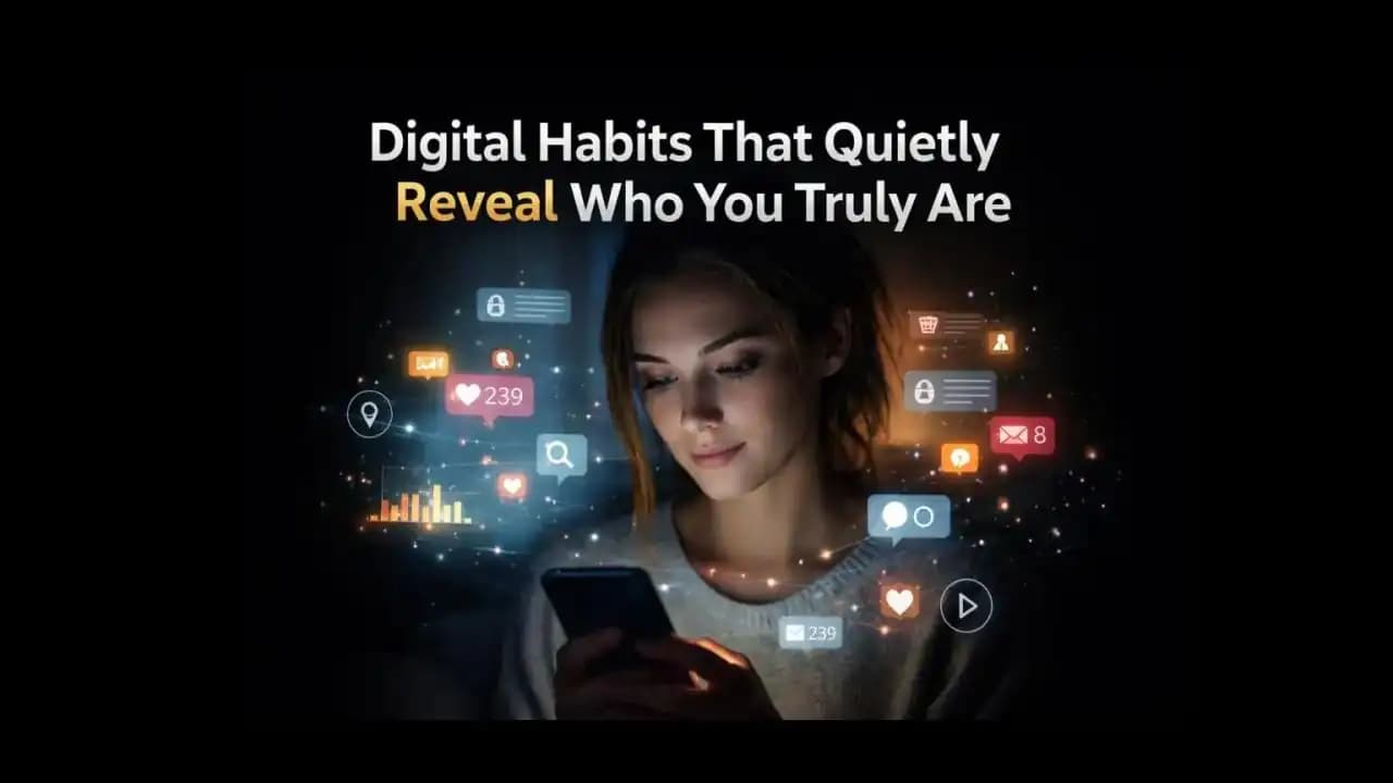 Person using smartphone at night reflecting on revealing digital habits and online behavior patterns