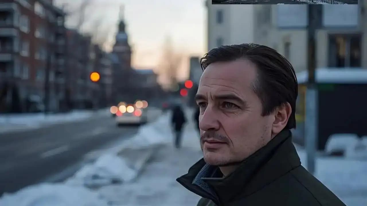 مدني يقف أمام أفق مدينة متأثرة بالحرب