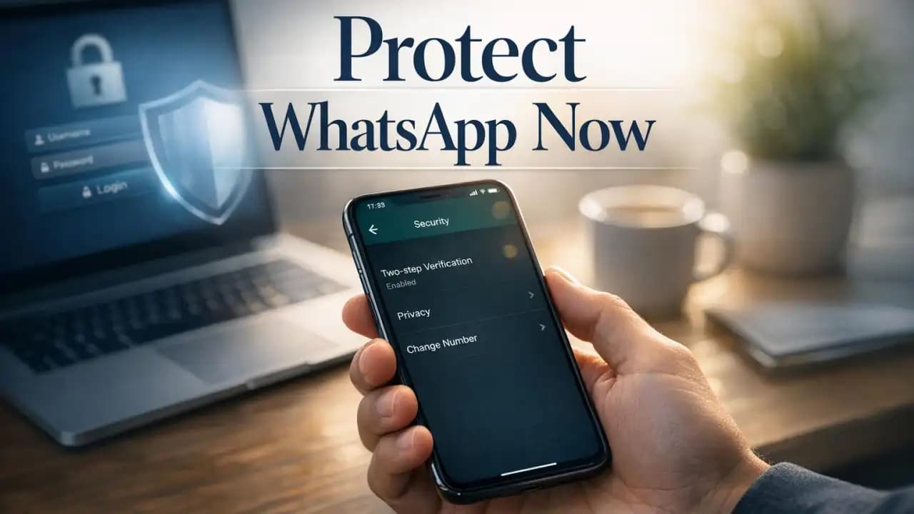 Person checking WhatsApp security settings on a smartphone with two-step verification enabled