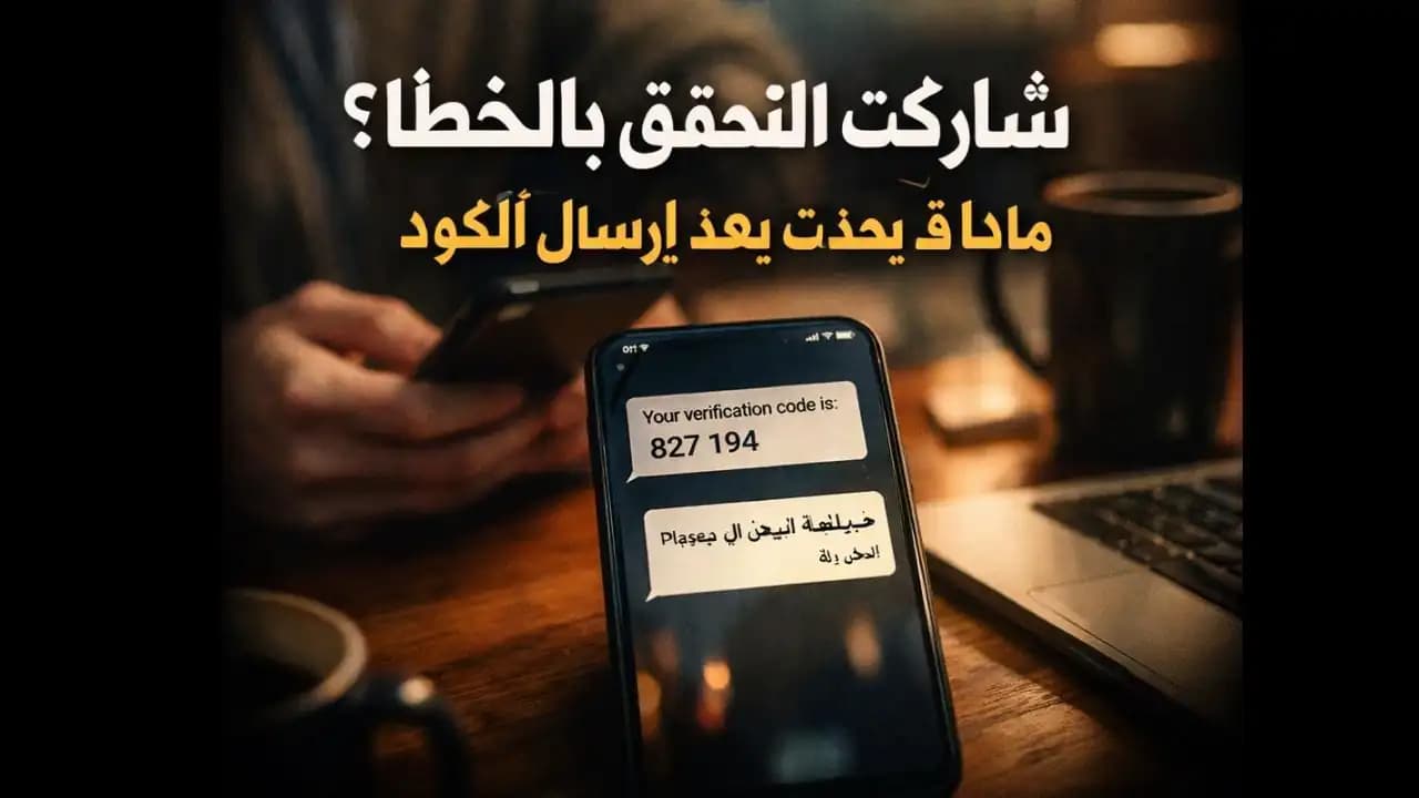 رسالة رمز تحقق على الهاتف مع طلب مشبوه لإرسال الكود