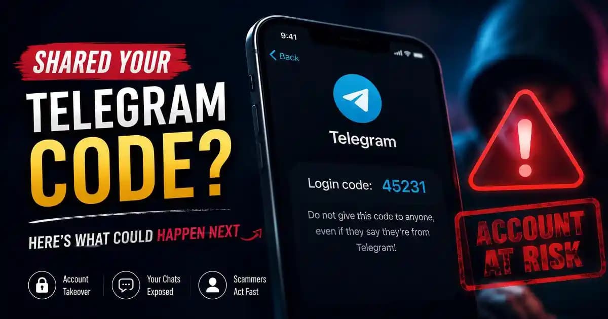 Telegram user reviewing active sessions after accidentally sharing a verification code