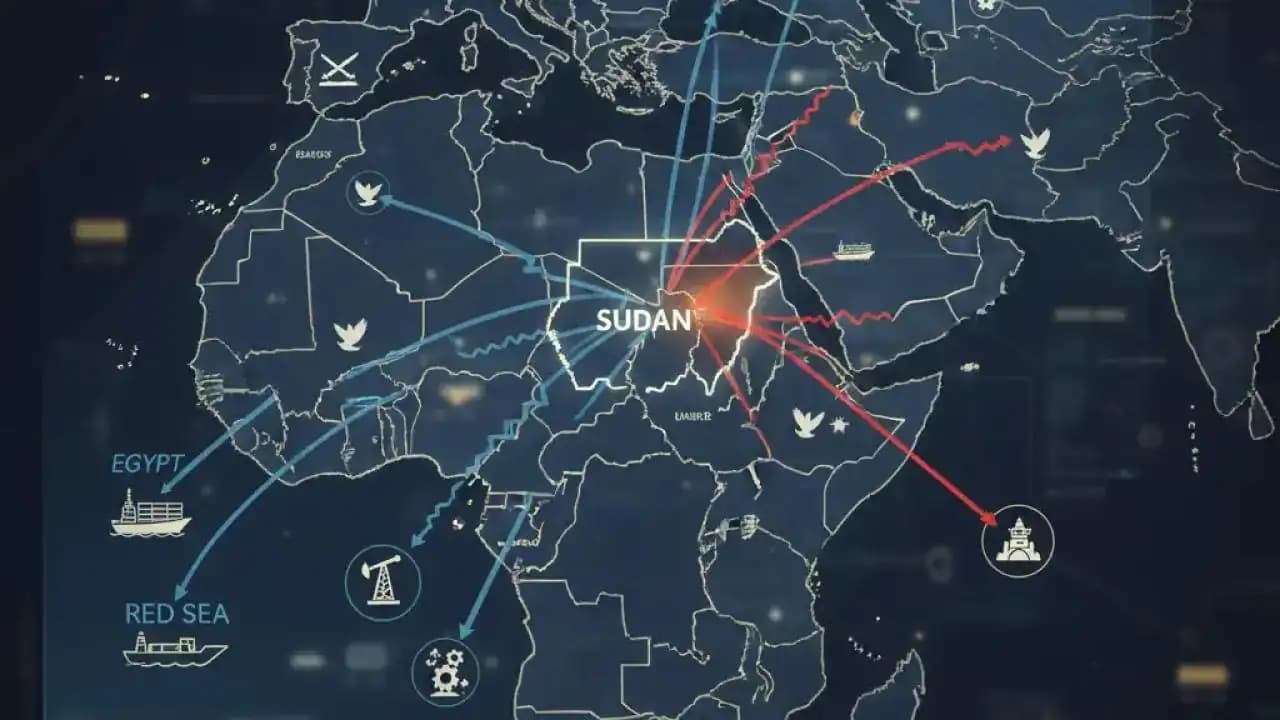Map highlighting Sudan’s regional political impact across Arab alliances and shifting geopolitical ties.