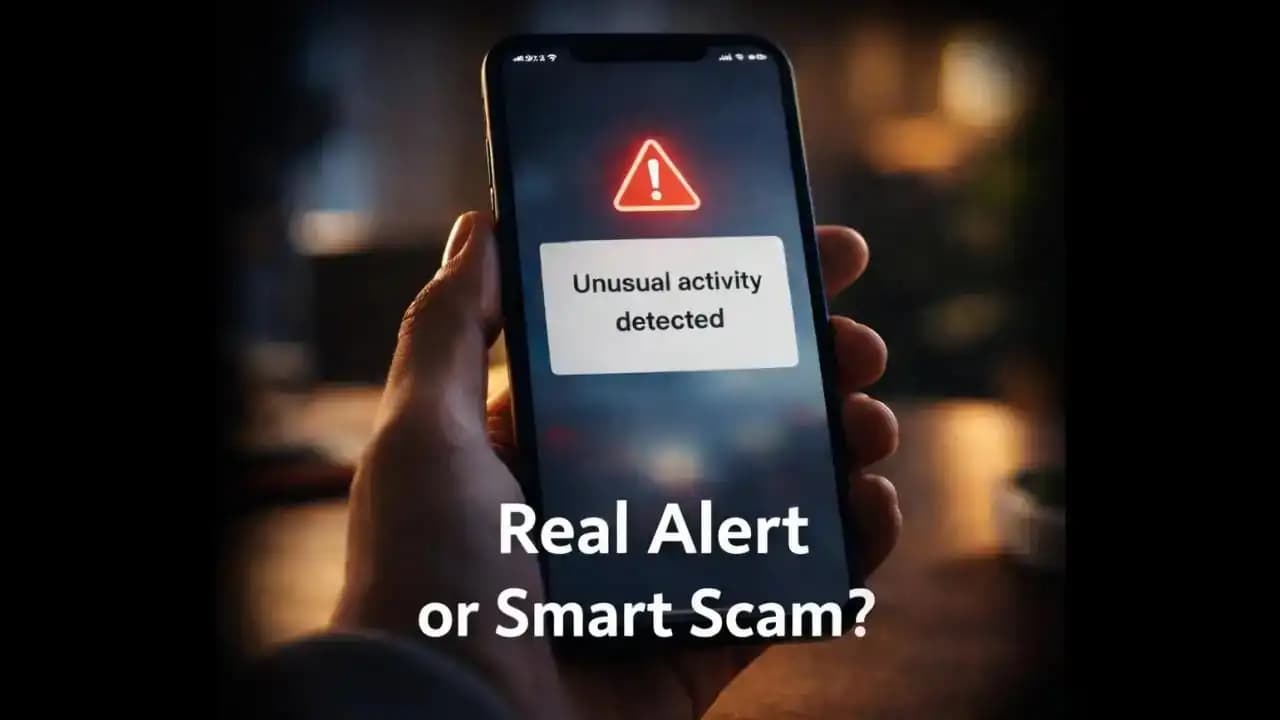 Phone showing unusual activity detected bank SMS alert