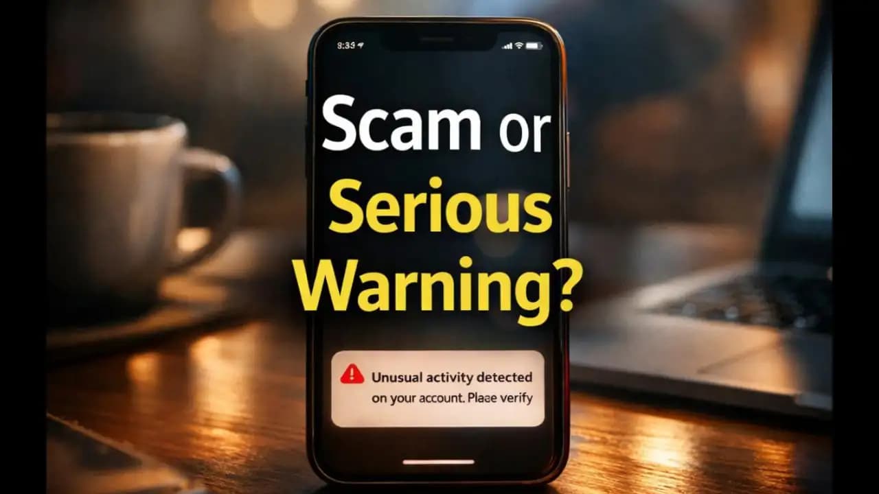 Phone showing unusual activity detected SMS bank alert message