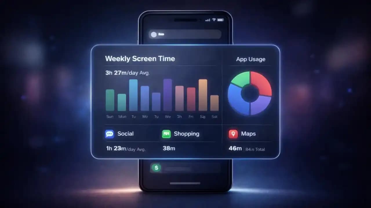 Smartphone screen displaying app activity analytics and behavioral data patterns