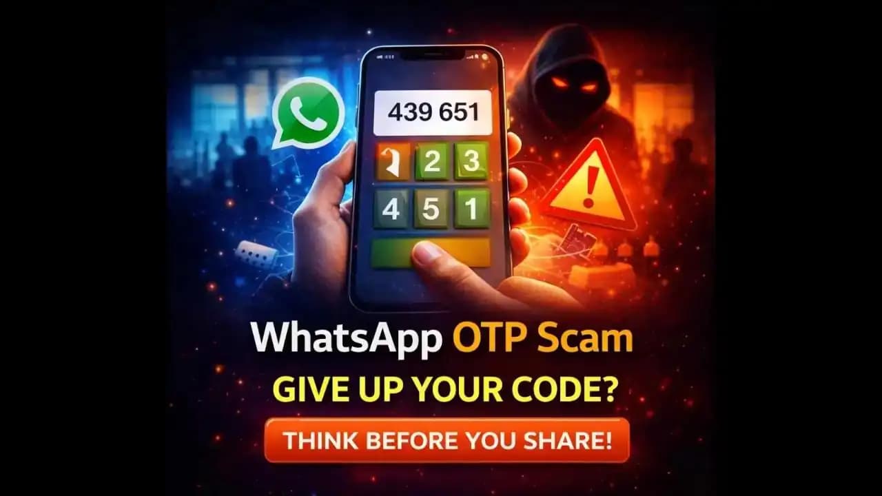 Smartphone showing WhatsApp verification code during suspicious phone call
