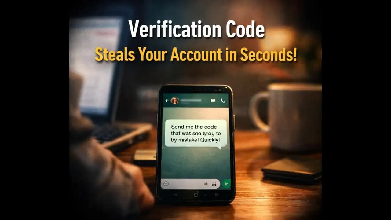 WhatsApp chat showing a fake message asking for verification code