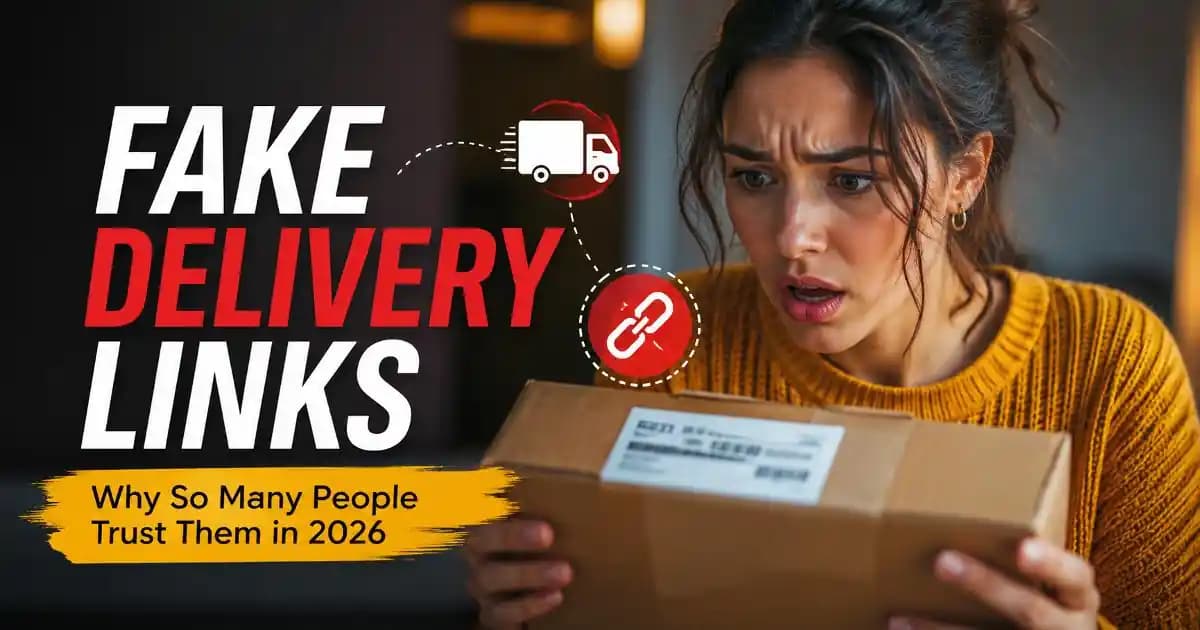 Fake delivery tracking link message on a smartphone