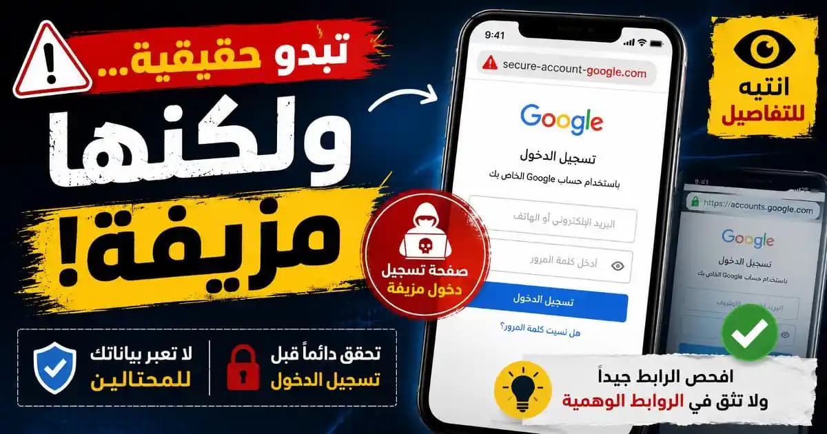 صفحة تسجيل دخول مزيفة تقلد موقعًا موثوقًا على هاتف ذكي