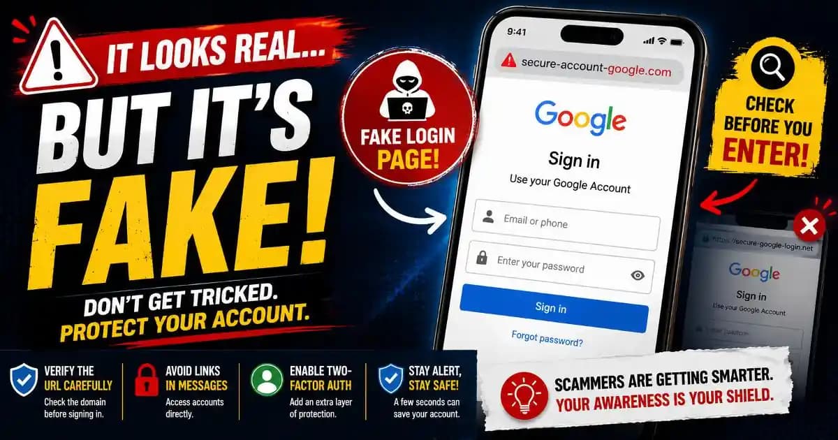 Fake login page imitating a trusted website on a smartphone screen