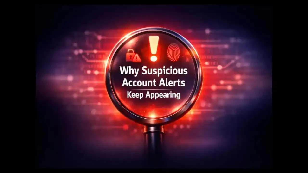 Smartphone displaying a suspicious account alerts notification on screen
