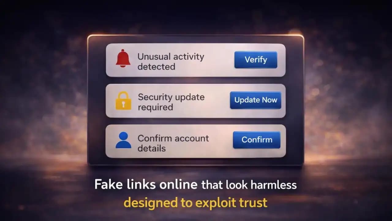 Fake links online disguised as normal digital messages