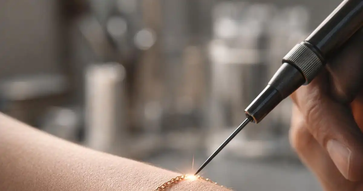 سوار permanent jewellery ملحوم بدقة على المعصم