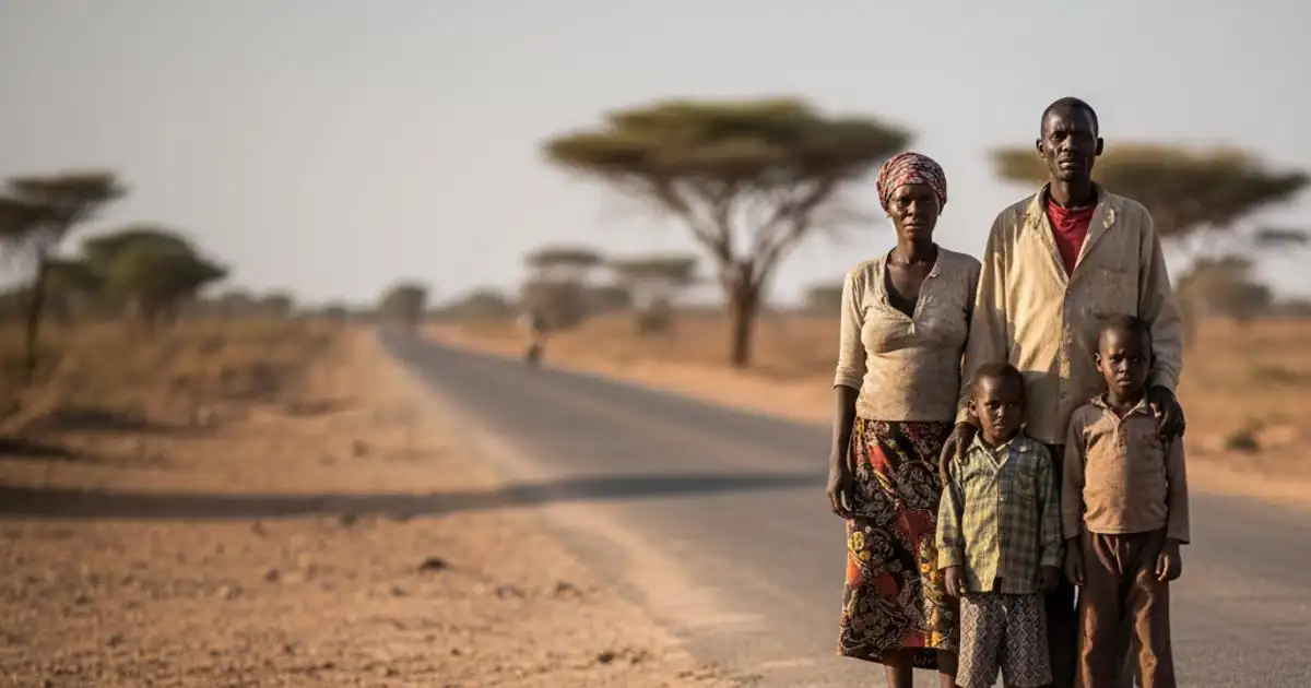 عائلة سودانية متضررة من الحرب في كردفان