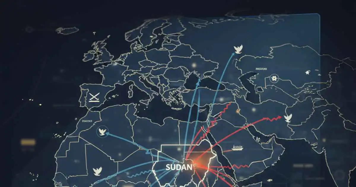 خريطة توضح تأثير التحولات السياسية في السودان على علاقاته الإقليمية والتحالفات العربية.